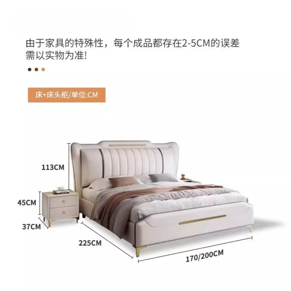 Waterproof Bedroom Bed Aesthetic Modern Lounge French Beds Upholstery Nightstands Meuble De Chambre Furniture Decoration