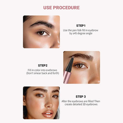 4 Fork Tip Eyebrow Pencil 3D Microblading Waterproof Dark Brown Natural Colour Fine Stroke Magic Eyebrow Pencil 2024 New Ladies