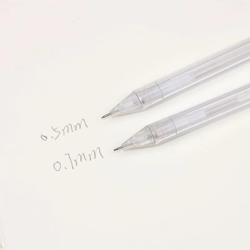 Mixed Loading 0.5&0.7mm Mechanical Pencil White Simple Automatic Pen for Students School Supplies Office Accessories Stationery