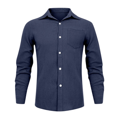 Loose Shirts Men'S Lightweight Long Sleeved Shirt Spring Summer Men'S Casual Cotton Linen Solid Color Long Sleeve Shirts