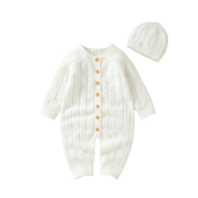 Ma&Baby 0-18M Warm Baby Clothing Knit Romper Newborn Infant Toddler Boy Girl Long Sleeve Jumpsuit + Hat Fall Spring Outfits