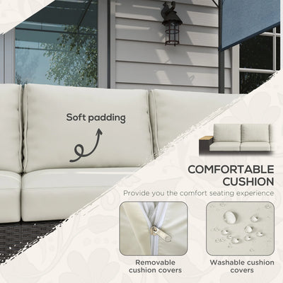 3-Seat Outdoor Patio Sofa with Cushions, Pe Rattan Wicker Sofa, Navy Blue