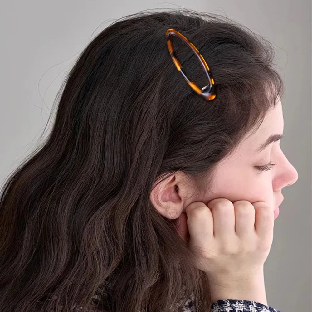 2/4/8Pcs Vintage Leopard Hair Clips Y2K Cute Korean Charm BB Hair Clip Print Glue Oval Hair Clips Student Woman Hair Accessories
