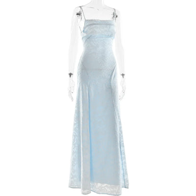 JULISSA MO Sexy Backless Chiffon Bandage Women Maxi Dress Spaghetti Strap Floral Dress Summer Skinny Elegant Party Evening Dress