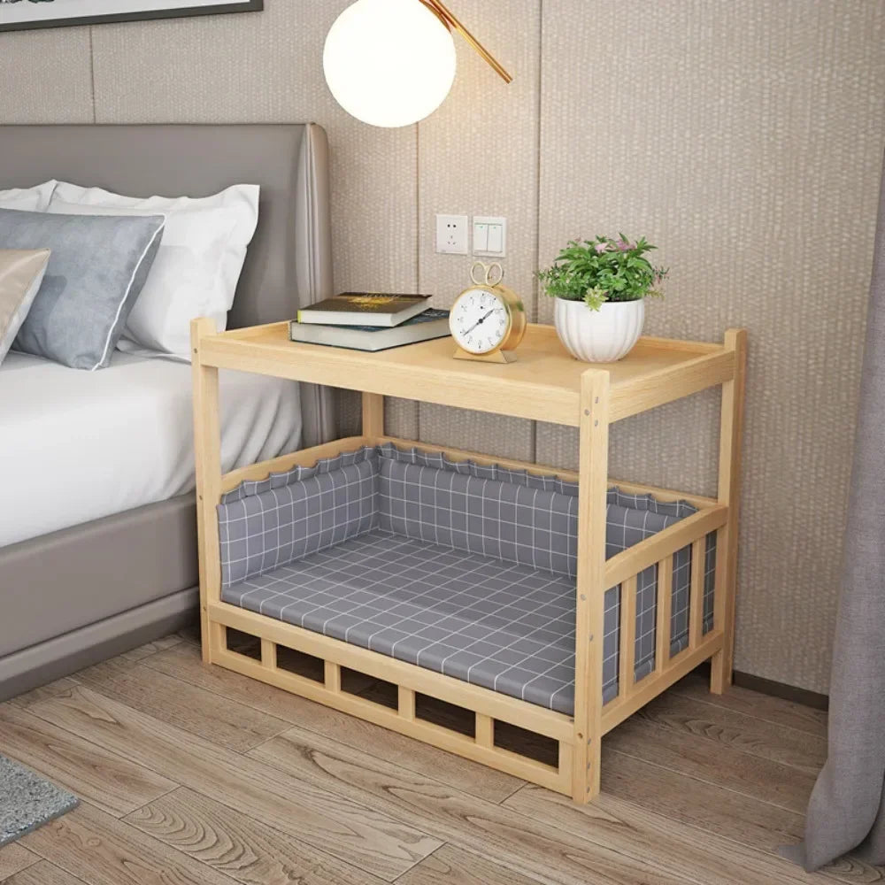 Simple Wooden Dog Bed Multifunctional Bedside Dog House Environmentally Friendly Practical Pet Bed Domestic Wooden Bedside Table