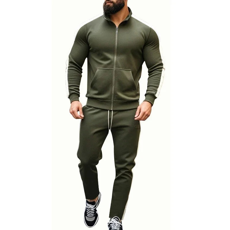 Casual Tracksuits Mens Autumn Fashion Side Striped Jackets And Pants Two Piece Sets For Men Sports Fitness Sweatsuits Streetwear