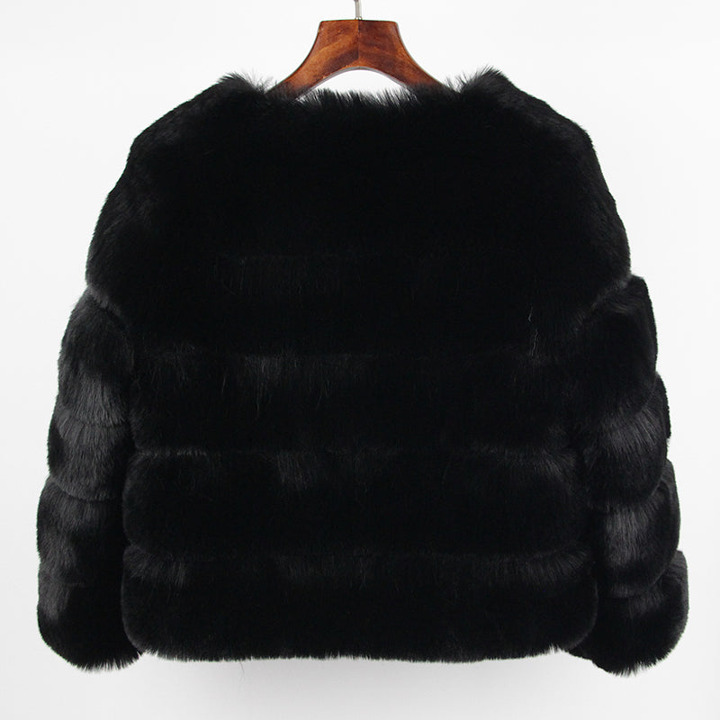 2023 Faux Fur Coat New Luxury Brand Winter Jacket Women Elegant Thick Warm Outerwear Streetwear Fake Fox Rabbit Fur Fashion