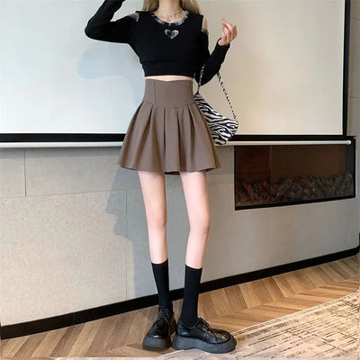 Lucyever Fashion Women Zipper High Waist Mini Skirt Korean Style Anti-Glare Pleated Skirt Female Show Leg Length A-Line Skirts