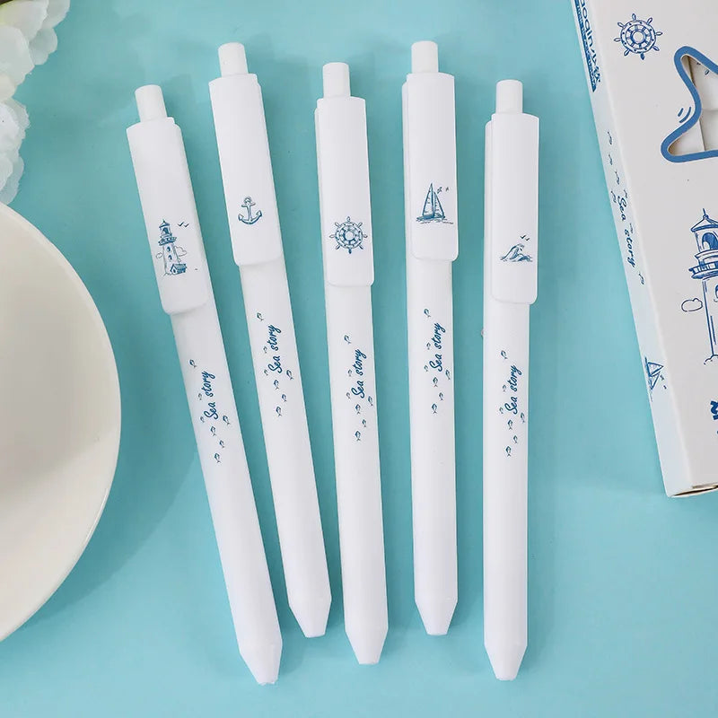 5 Pcs/set Lovely Puppy Cute Stationery Writing Pen Quick Drying Simple Model Press Gel Pen For Student Office School Supplies
