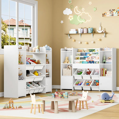 Children's shelf CHILDREN'S room furniture toys chest bookcase CHILDREN'S wardrobe with 6 boxing 4 bookshelves 8 shelves 119x29.5x94cm