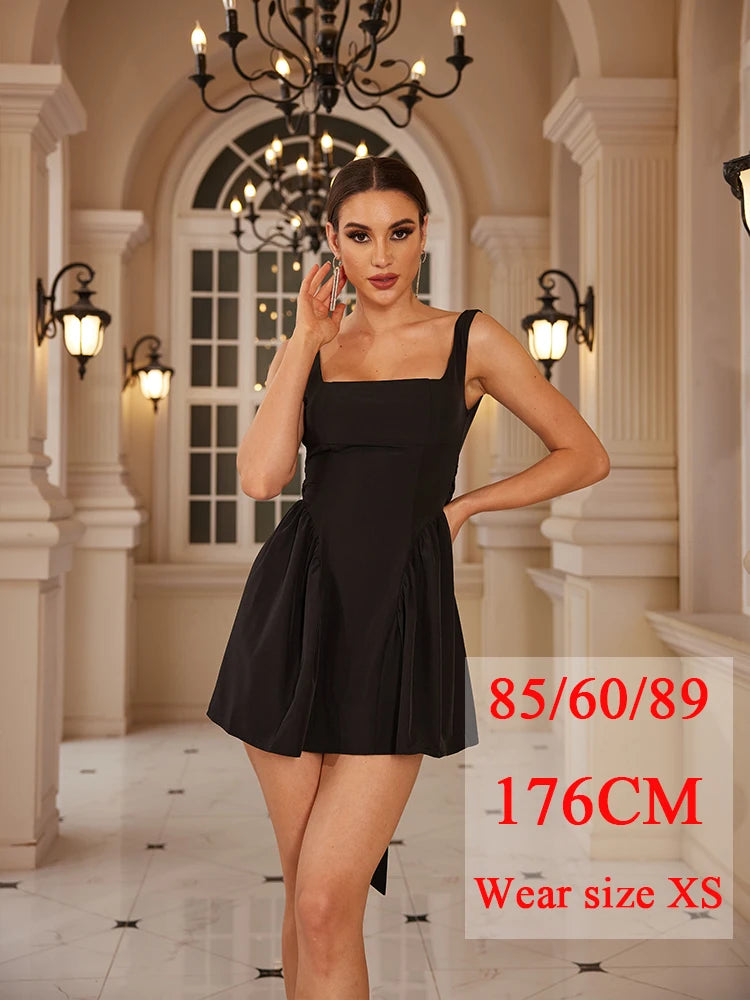 Mingmingxi Summer Mini Backless A Line Dress Sexy White Big Bow Dress Casual Women Birthday Holiday Dress New Arrivals
