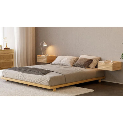homary japanese style king floor bed frame, 5.9" low profile tatami platform bed with carbon steel slats & wood-finished metal f