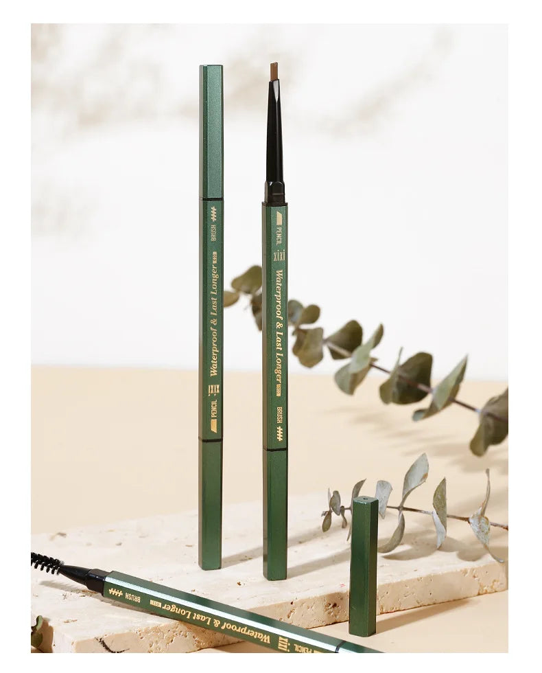 2 In1 Fine Triangle Eyebrow Pencil Eyebrow Brush Long Lasting Waterproof Sweatproof Ultra Precise Brow Definer Eye Brow Makeup