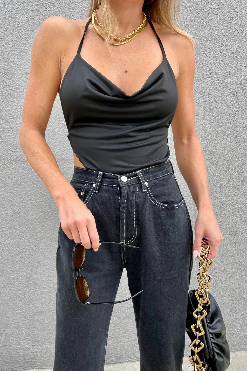 Purple Halter Backless Corset Top