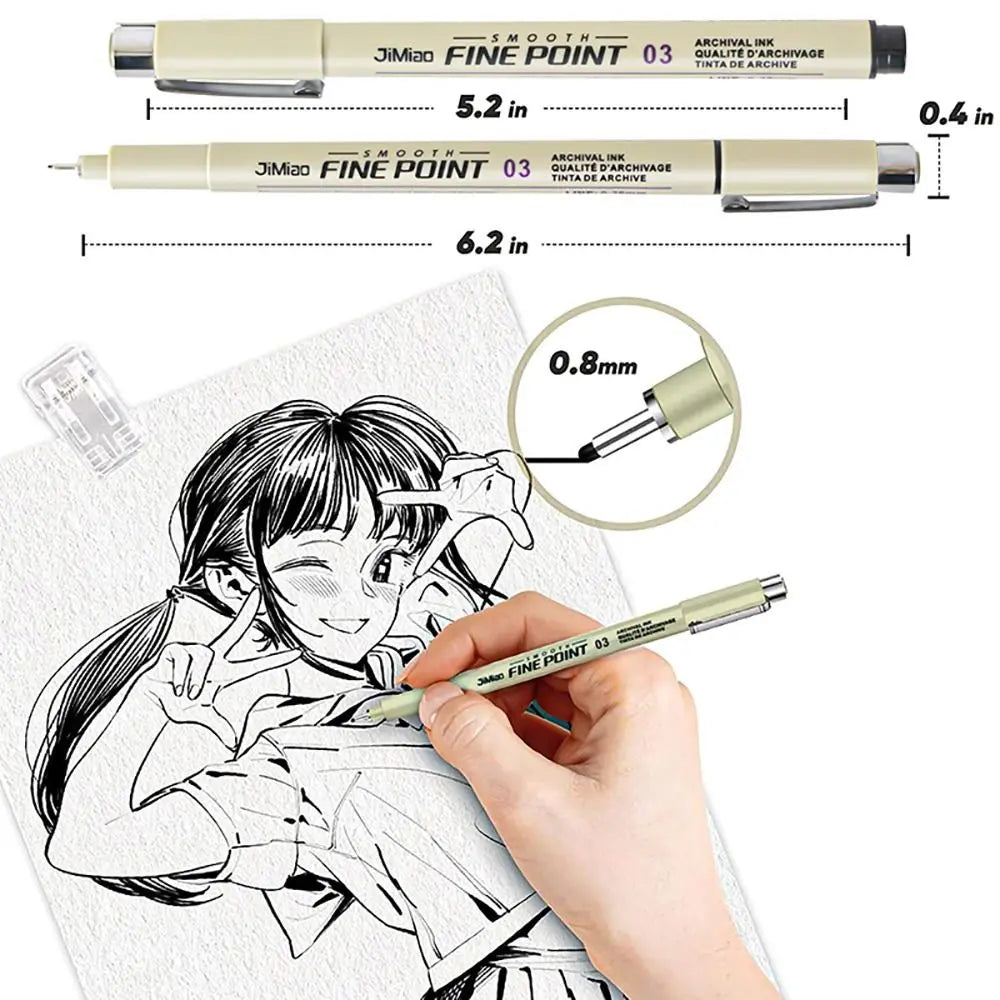 1Pcs Micron Ink Marker Pen Sketch Stationery Set Hook Line Sketching Needle Pen 12 Tips Art Supplies Drawing Pen