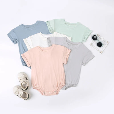 2025 Summer Newborn Baby Clothing Bamboo fiber casual Rompers 3-24M Infnat Boys Girls Jumpsuit Bebe Body Clothes Short Sleeve