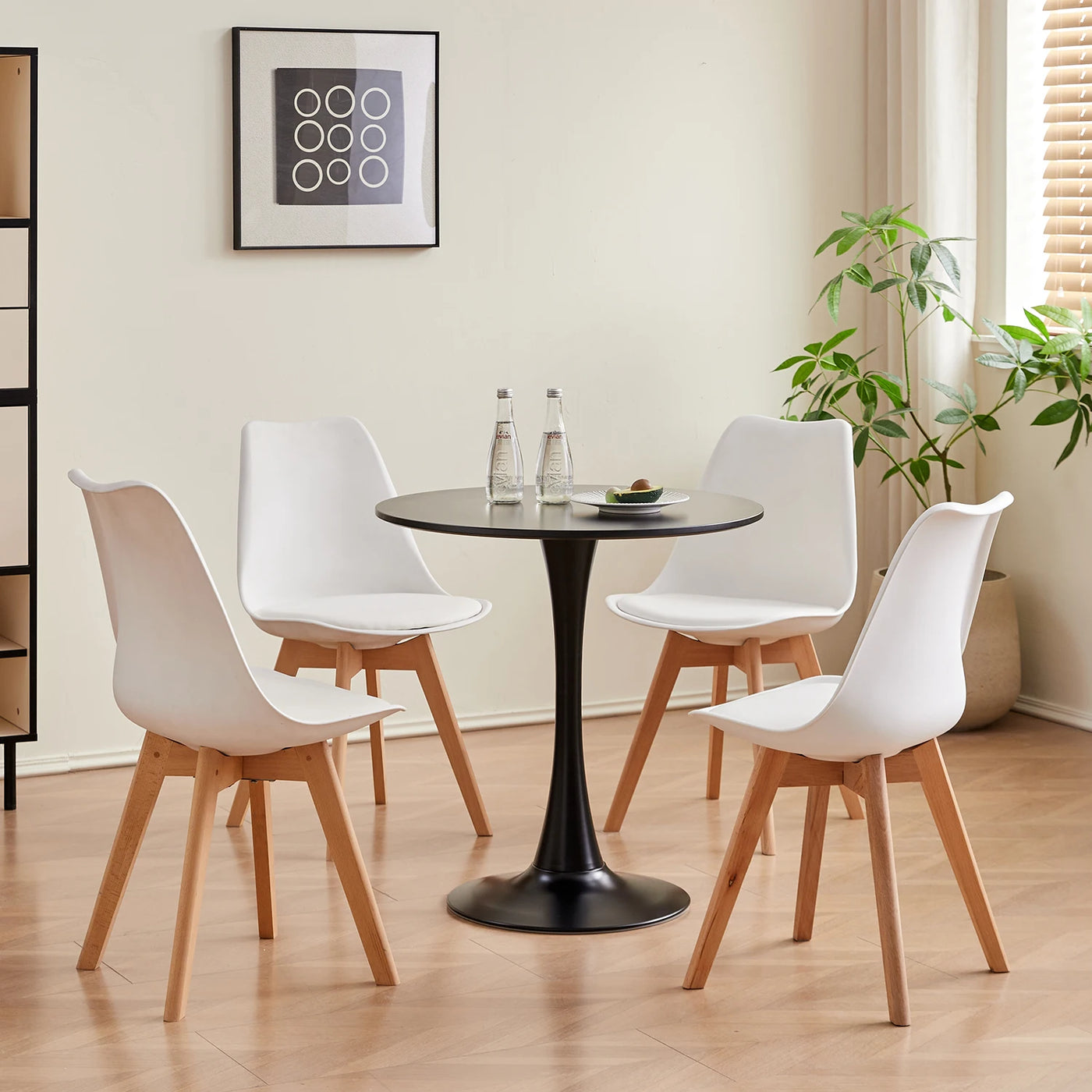 Round Dining Table Elegant White Nordic Tulip Top Dining Table Round Versatile Table Kitchen Coffee Balcony WHite/Black 70cm