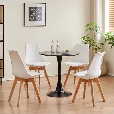 Round Dining Table Elegant White Nordic Tulip Top Dining Table Round Versatile Table Kitchen Coffee Balcony WHite/Black 70cm