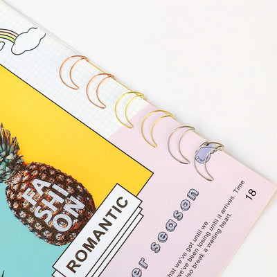 20pcs Moon Paper Clip rose gold Paper Clips Golden Plating Paperclip Cute Office Stationery Pin Silver Moon