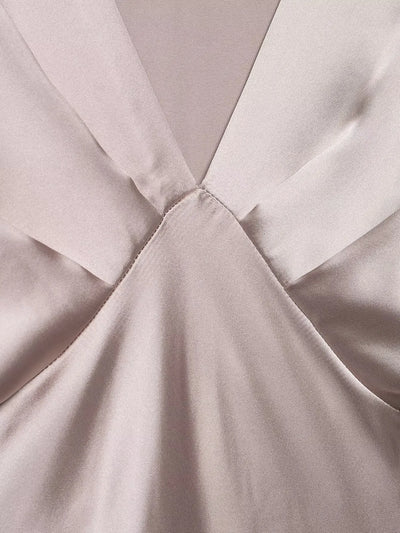 TRAF 2025 Woman Fashion Silk Texture Midi Dress Casual Slim Short Sleeve V Neck Midi Long Dresses Vestidos Mujer