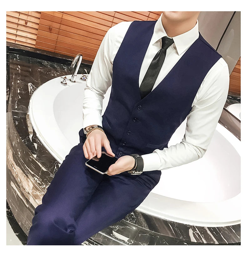 M-5XL Plus Size Men's Slim Fit Mens Suit Vest Casual Suit Vest Man Formal Businss Vests Male Waistcoat Gilet Homme XXXXXL