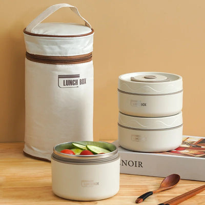 Microwavable Portable Insulated Food Container Lunch Box Stainless Steel Bento Box Insulated Leakproof Thermal Lunch Bag Set