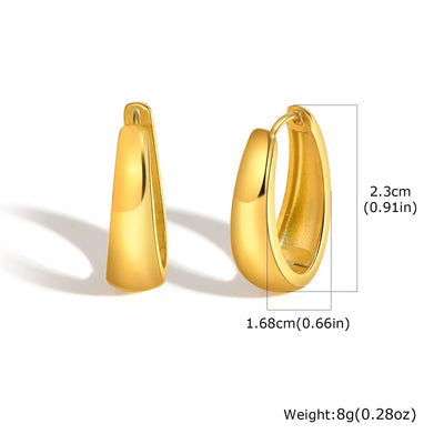 Oval Hoop Earrings for Women, Small Thick Geometic Earring Huggies, Gold Plated Hypoallergenic Minimalist Jewelry