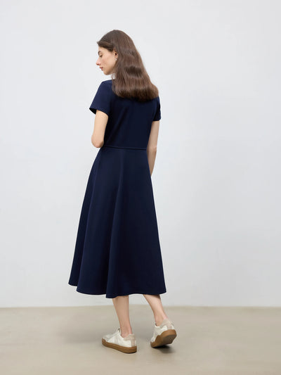 ZIQIAO 2025 Summer Women's Polo Mini Dress - Waist-Defining Silhouette & Breathable Textured Fabric Casual Dresses 25ZQ92190