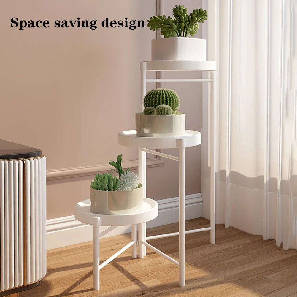 Foldable Corner Plant Stand Indoor Outdoor Tiered Plant Shelf Foldable Flower Holder Display Rack for Garden Patio Balcony
