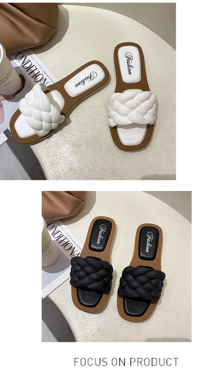 New flat flat straight sandals for women, anti slip Korean version, fashionable and versatile sandals for women's outdoor wear