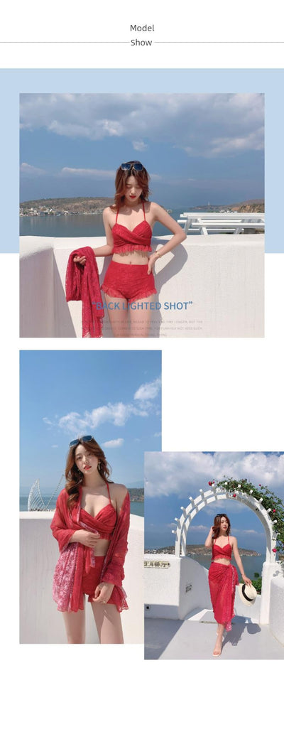 Women's Fashionable Two-Piece Strap Push-up Swimsuit for Seaside Vacations