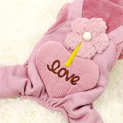 Soft Warm Dog Jumpsuits Pet Dog Coat for Small Dog Flower Pattern Puppy Pajamas Luxury Cat Jumpsuits Pet Jacket Coat Dog Clothes