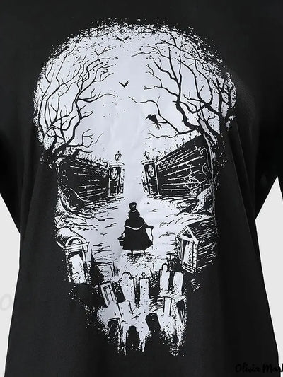 Women s Long Sleeve Halloween Skull Print Hooded Hoodies Shirts Spring Fall Casual Tops Streetwear Fashion Pullover Sweatshirt