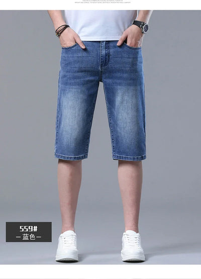 2024 New in SULEE Brand Summer  Men's Stretch Short Jeans Fashion Casual Slim Fit High Quality Elastic Denim Shorts Male Clothes