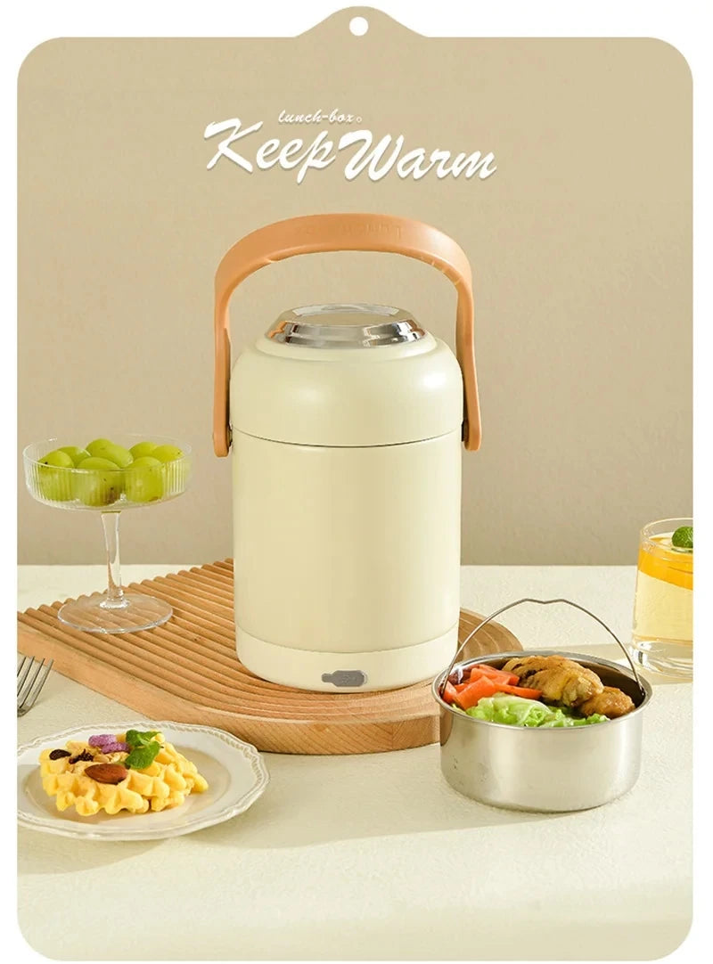 USB Electric Lunch Box Large Capacity Stainless Steel Insulation Bento for Student Office Thermal Heating Food Warmer Container