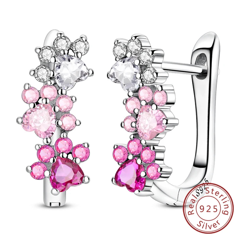 New 925 Sterling Silver Hoop Earrings Heart Bow Gift Box Strawberry Snake Bone Drop Stud Earrings For Women Fashion Jewelry Gift