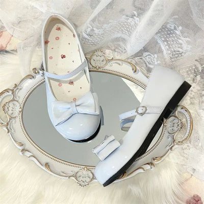 2025 Lolita Style Sweet Girls Princess Leather Shoes Elegant Bowknot Kids Ballet Shoes  Children Fashion Dresses Flat Shoes Soft