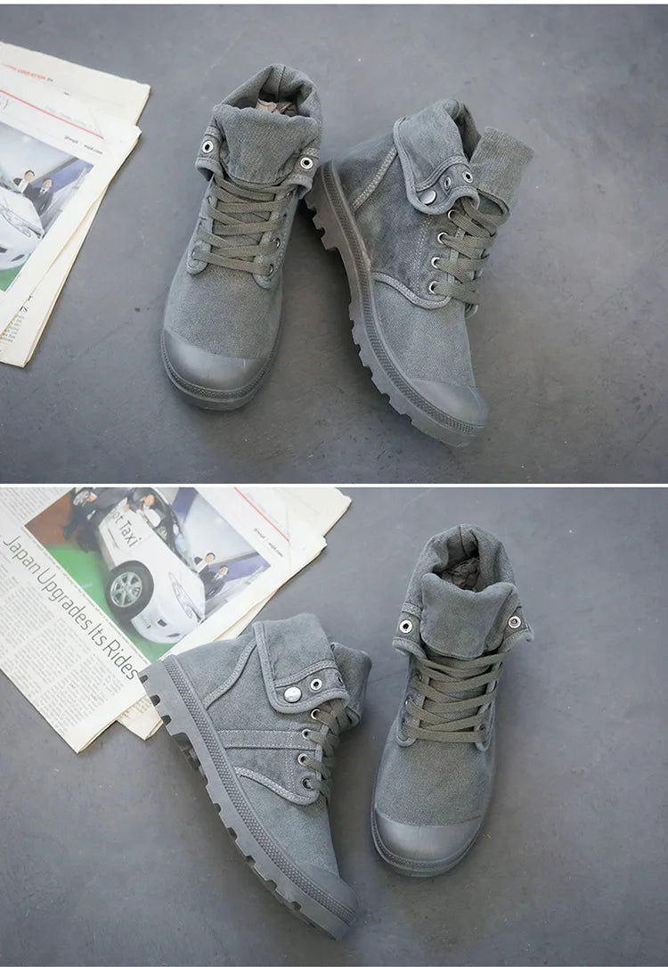Ankle Boots for Men Sneakers Lace-up Outdoor Men Casual Shoes Flats Breathable Comfortable Canvas Shoes Male Zapatos Hombre