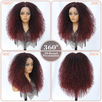Lace Front Wigs 24 Inch Synthetic For Afro Women Chocolate Brown Lace Front Wigs For Female Curly Lace Front Wigs With Baby Hair