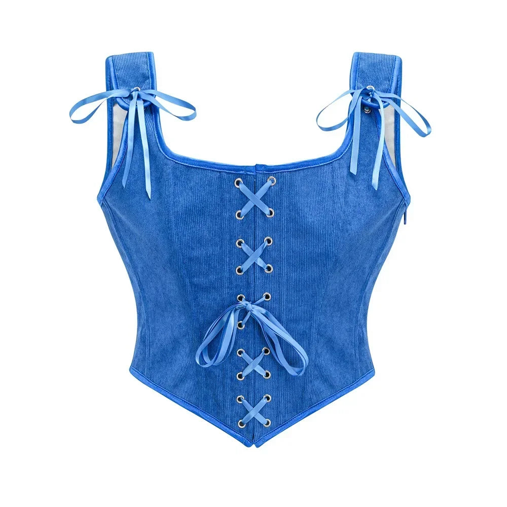 Women's Retro Lace Up Corsets with Straps Steampunk Bustier Crop Top Women Body Shaper Slimming Vest