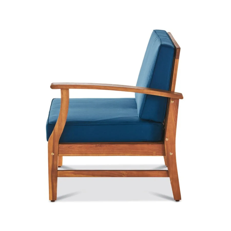 PERLA 3 SEATER SOFA AND TABLE SET BLUE