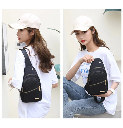 Women Chest Bag Simple Ladies Crossbody Bag Small Sling Backpack Fashion Large Capacity Waterproof Sling Bag with Headphone Jack