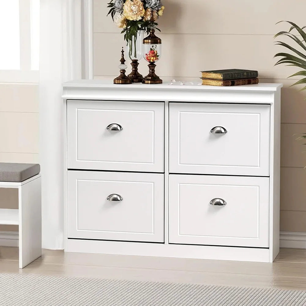 【Breeins】Flip Down Shoe Bench Cabinet, Shoes Rack Storage Organizer Shelf Home Decoration For Entryway