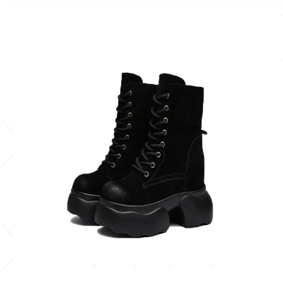 Ankle Boots Women Shoes Platform Sneakers Designer High Heels 2024 Trend Suede Snow Boots Autumn Lace Up Sport Pumps Botas Mujer