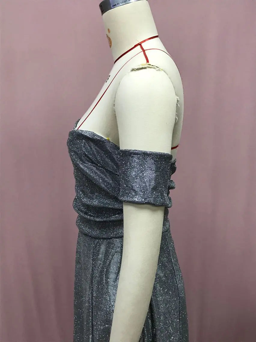 BKLD 2025 Evening Party Dress Sequin A-Line Strapless Sexy Fashion Solid Color Split Long Dresses Solid Color Women Clothing