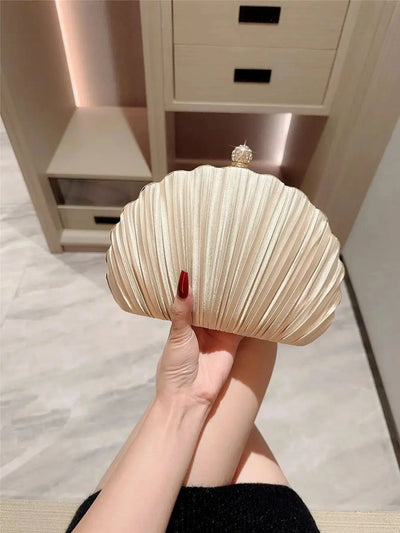 New Shell Evening Bag Cheongsam Diamond Clutch Bag Chain Bag Evening Dress Bag Pleated Bag Banquet Bag