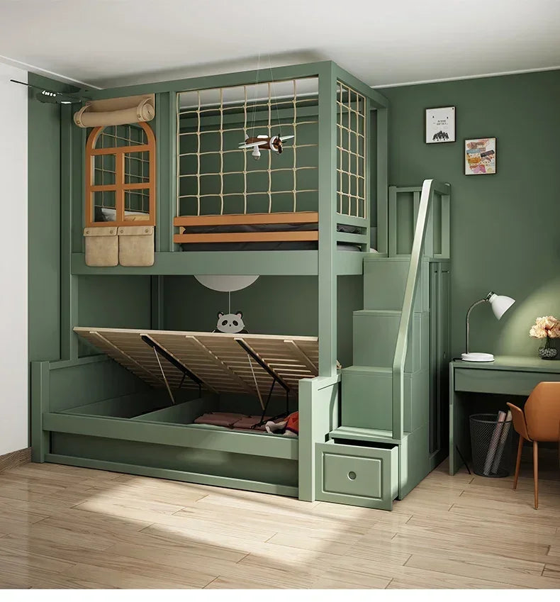 Double Storage Space Children Beds Loft Foldable Bunk Slide Children Beds Design Mueble Infantil Bedroom Furniture