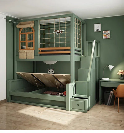 Double Storage Space Children Beds Loft Foldable Bunk Slide Children Beds Design Mueble Infantil Bedroom Furniture