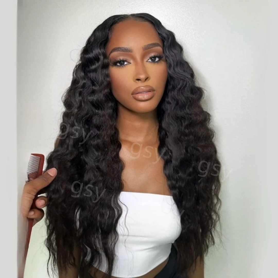 26'' 180Density Lace Front Wig Natural Black Soft Long Kinky Curly Glueless For Women Daily Preplucked Heat Resistant BabyHair