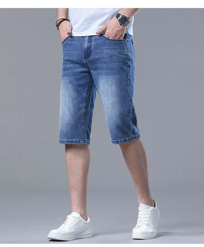 2024 New in SULEE Brand Summer  Men's Stretch Short Jeans Fashion Casual Slim Fit High Quality Elastic Denim Shorts Male Clothes